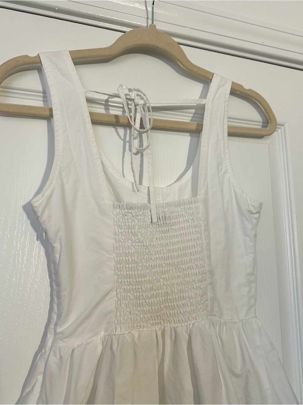 Anthropologie En Saison Britany White Peplum Cotton Blend Smocked Top Small - Picture 4 of 12